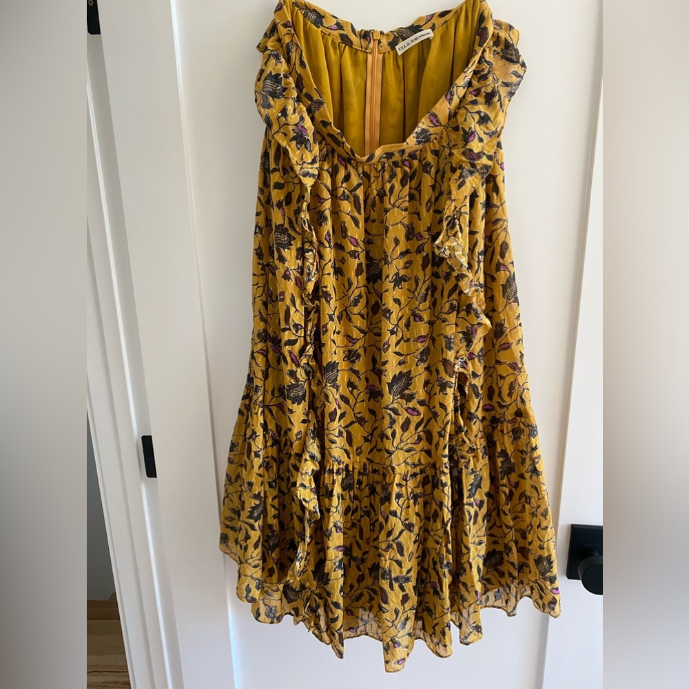 Ulla johnson floral midi skirt with ruffles